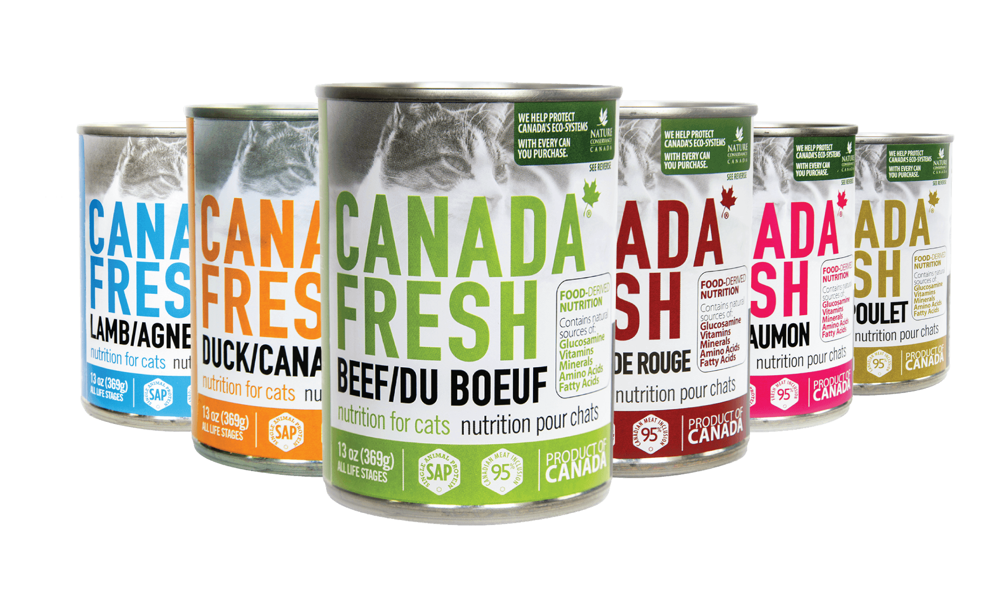 13 oz cans of all variants of Canada Fresh cat range